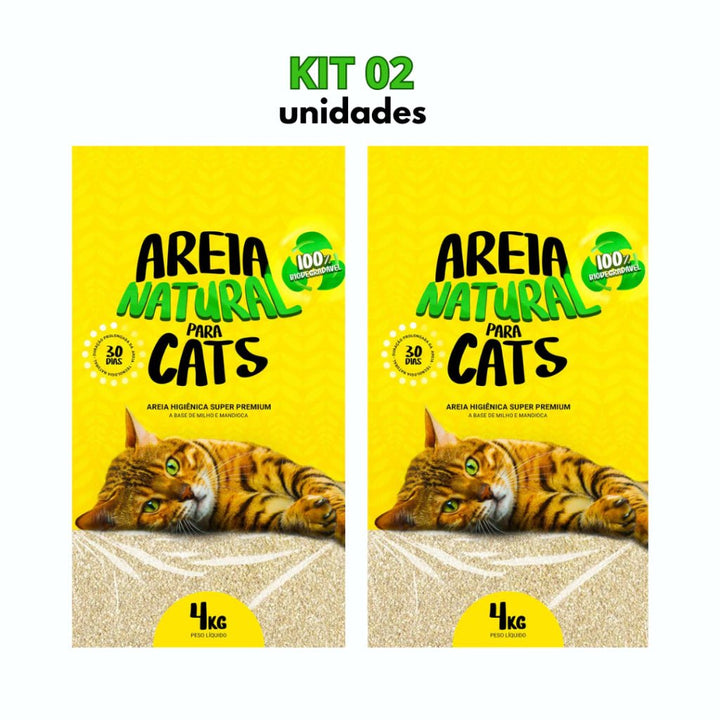 Areia Gato Tiger Cats Higiênica Natural Biodegradável Milho E Mandioca - Ronron Home