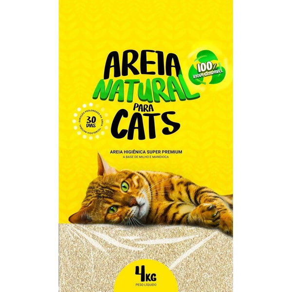 Areia Gato Tiger Cats Higiênica Natural Biodegradável Milho E Mandioca - Ronron Home