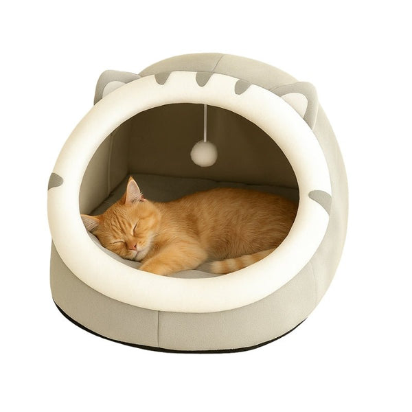 Cama para Gatos com Pompom Cinza - da Ronron - Ronron Home