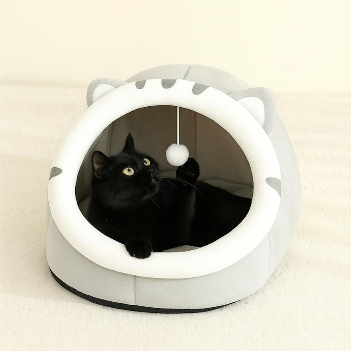 Cama para Gatos com Pompom Cinza - da Ronron - Ronron Home