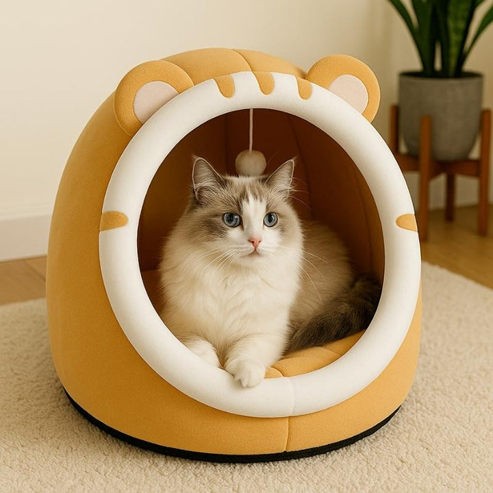 Cama para Gatos com Pompom Laranja - da Ronron - Ronron Home