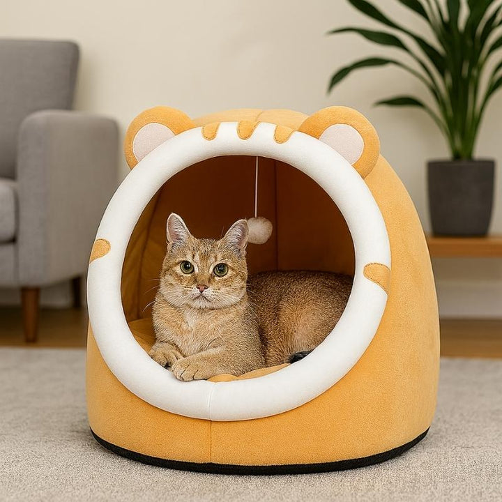 Cama para Gatos com Pompom Laranja - da Ronron - Ronron Home