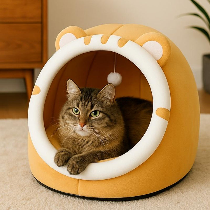 Cama para Gatos com Pompom Laranja - da Ronron - Ronron Home