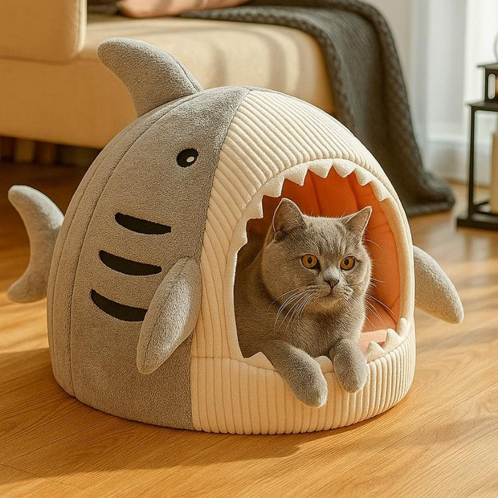 Cama Para Gatos Temática Tubarão Cinza – da Ronron - Ronron Home