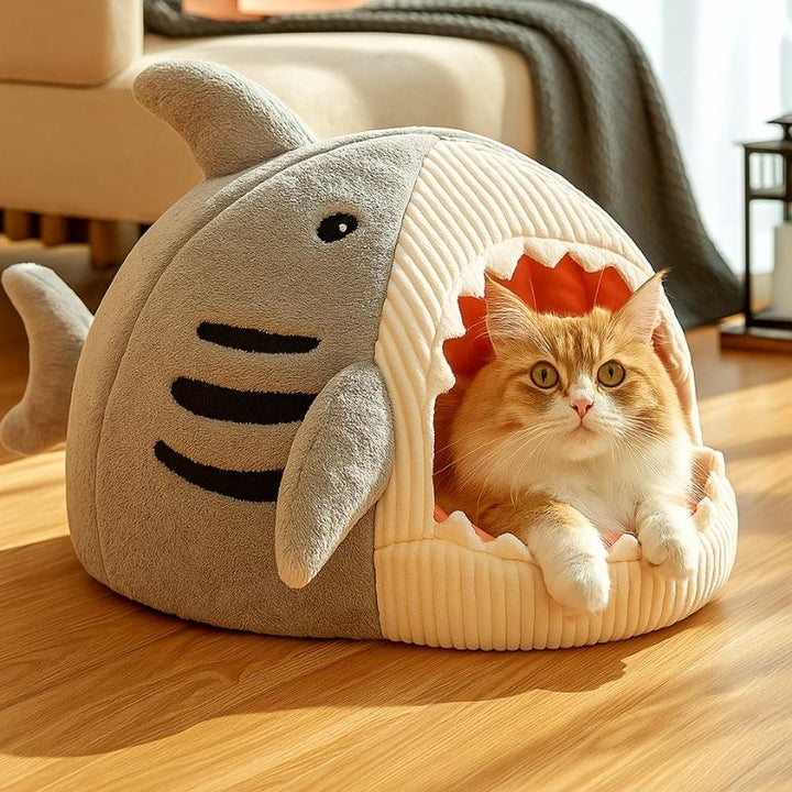Cama Para Gatos Temática Tubarão Cinza – da Ronron - Ronron Home