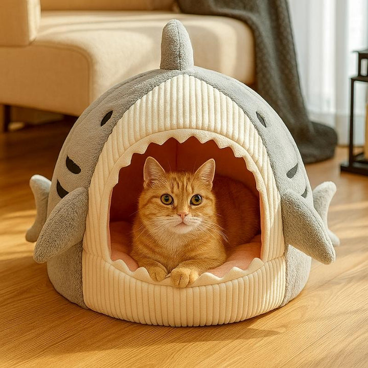 Cama Para Gatos Temática Tubarão Cinza – da Ronron - Ronron Home